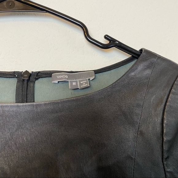 VINCE 100% Leather Sheath 1/2 Sleeve Dress SZ M - Picture 2 of 8